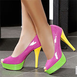 Color Blocked Peep Toe Platforms