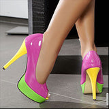 Color Blocked Peep Toe Platforms