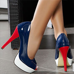 Color Blocked Peep Toe Platforms